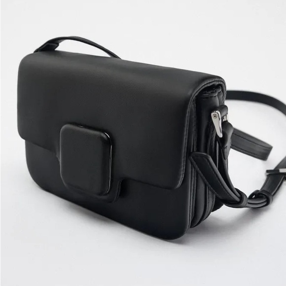 ZARA SQUARE PIECE TRIM CROSSBODY BAG - Picture 1 of 5